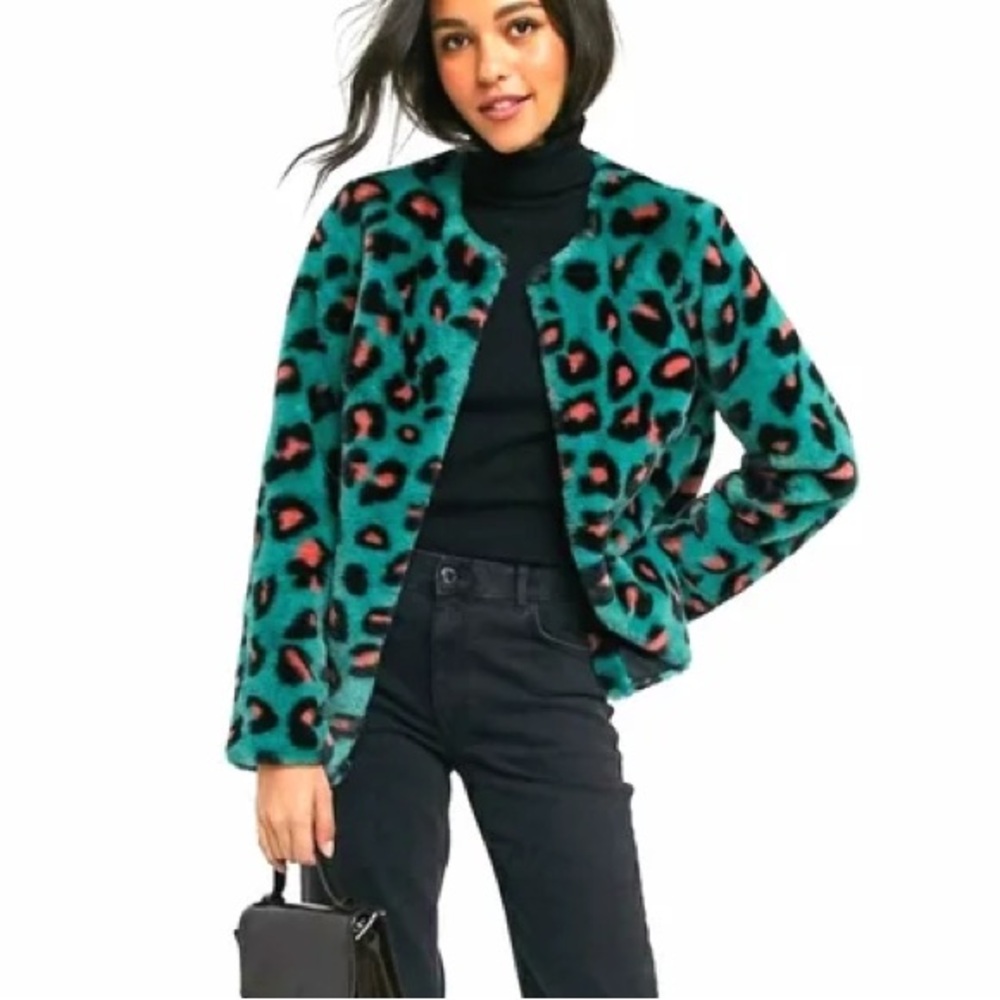 Brave Soul Aiss leopard faux fur coat Size US 8 from ASOS